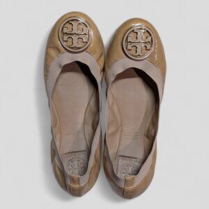 Tory Burch Womens Shoes 8.5 M Caroline Ballet Flats Brown Patent Leather Comfort